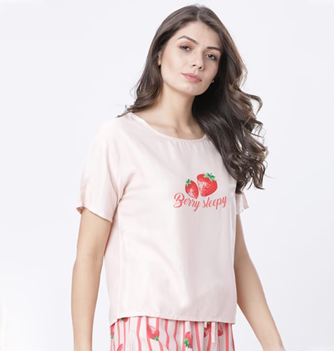 Women Pink Printed Lounge Top